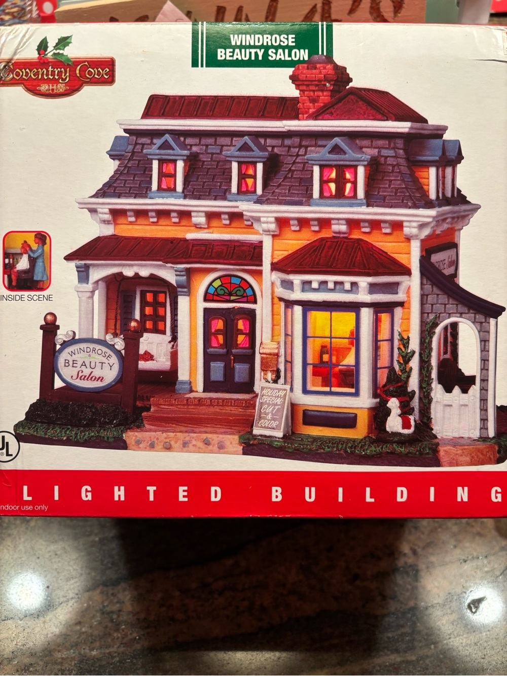 Windrose Beauty Salon Lighted Building - Yellow and Red